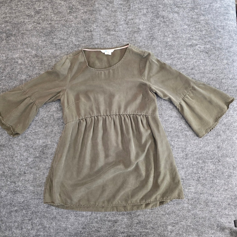 Boden Tunic Top Womens Size‎ 2 Green Curved Seam Casual Tencel W0193